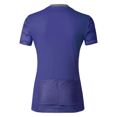 Fietsshirt Odlo Womens Stand-Up Collar S/S 1/2 Zip Morzine Spectrum Blue Allover Print