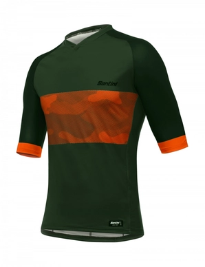 Fietsshirt Santini Men Bosco MTB Jersey With Pockets Military Green