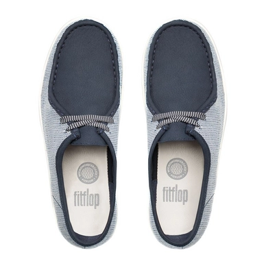 Sneaker FitFlop Loaff™ Lace-Up Moc Canvas Blue Weave