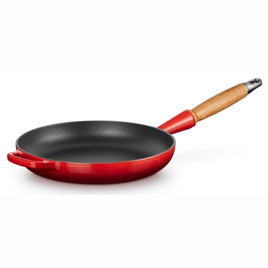 Frying Pan Le Creuset Round Wooden Handle Cherry Red 24 cm