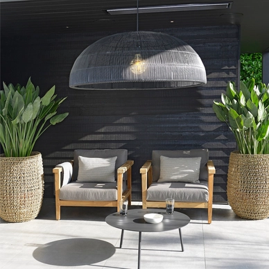 2---2020 M&L Reclaimed teak Duke lounge chair - Fibre Tim lampshade - Aluminium Kick coffee table