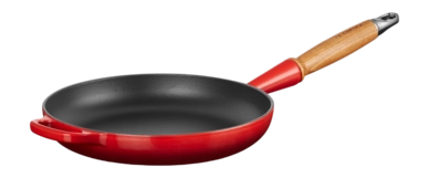 Poêle à Frire Le Creuset Poignée Ronde en Bois Rouge Cerise 26 cm
