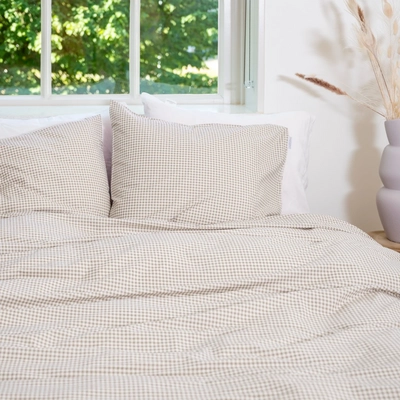 Dekbedovertrek Town&Country Gingham Taupe Katoen