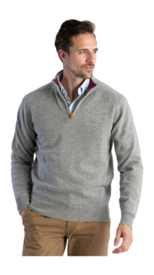 Gilet William Lockie Homme Leven Zip Neck Contrast Collar Flannel Vegas