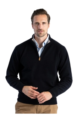 Vest William Lockie Men Leven Zip Neck Contrast Collar Navy Cobble