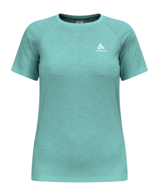 T-Shirt Odlo Femme Col Rond M/C Essentiel Sans Couture Aqua Haze Melange