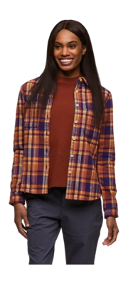 Shirt Cotopaxi Women Mero Organic Flannel Black Violet Plaid