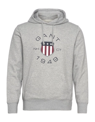 Kapuzenpullover GANT Druck Sweat Herren Grey Melange
