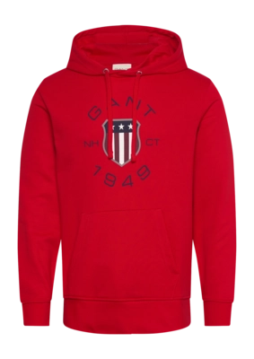 Hoodie GANT Herren Print Sweat Bright Red