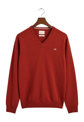 Trui GANT Men Superfine Lambswool V-Neck Iron Red