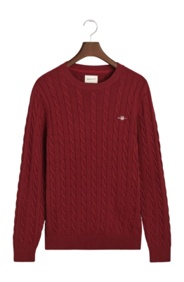 Trui GANT Men Cotton Cable C-Neck Wine Red