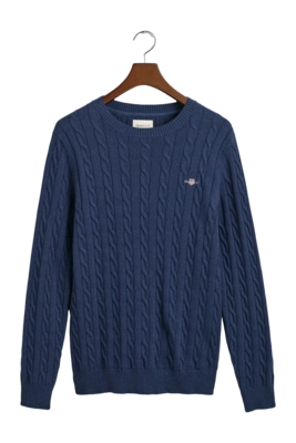 Trui GANT Men Cotton Cable C-Neck Dark Jeansblue Melange