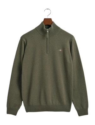 Pull GANT Men Superfine Lambswool Half Zip Juniper Green