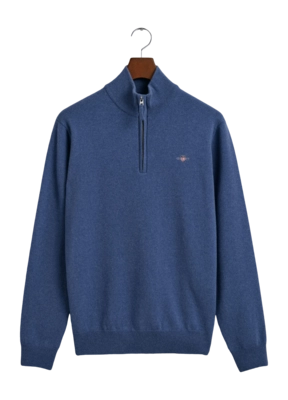 Trui GANT Men Superfine Lambswool Half Zip Dark Jeansblue Melange