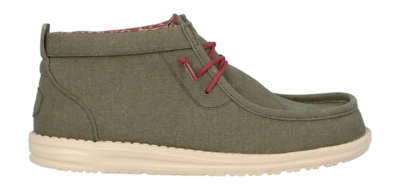 Chaussures HEYDUDE Homme Wally Mid Waxed Canvas Olive