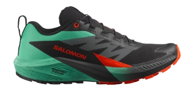 Trail Running Shoe Salomon Men Sense Ride 5 Black Bay Cherry Tomato