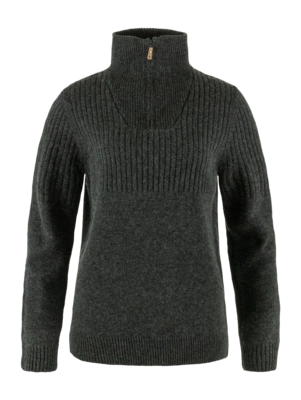 Pullover Fjällräven Övik Half Zip Knit Damen Dark Grey