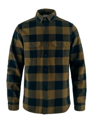 Overhemd Fjällräven Men Övik Heavy Flannel Shirt Wood Brown Dark Navy