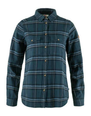 Hemd Fjällräven Övik Heavy Flannel Shirt Damen Indigo Blue Dark Navy