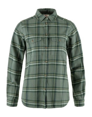 Hemd Fjällräven Övik Heavy Flannel Shirt Damen Patina Green Deep Patina