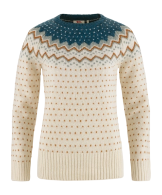 Trui Fjällräven Women Övik Knit Chalk White Glacier Green