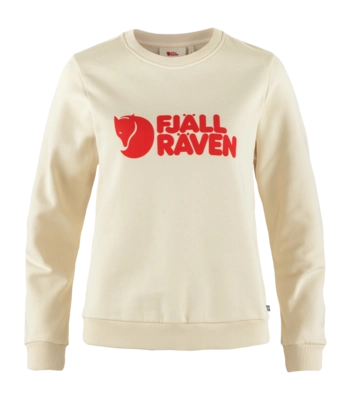Pullover Fjällräven Logo Hoodie Damen Chalk White Flame Orange
