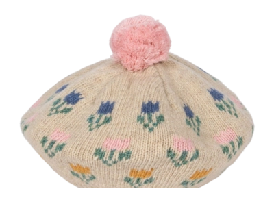 Muts Konges Sløjd Belou Knit Beret Tulipe