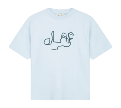 T-Shirt Olaf Hussein Women Ribbon Logo Boxy Tee Light Blue