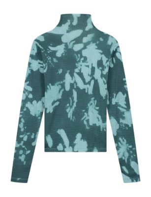Longsleeve Olaf Hussein Women Floral Mock Neck Top Dark Teal