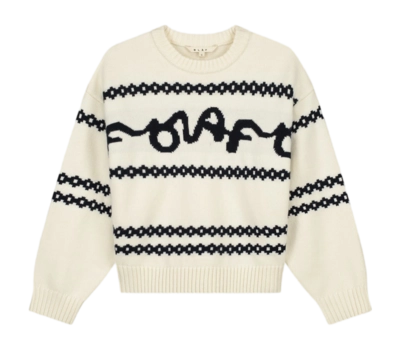 Crewneck Olaf Hussein Women Signature Jacquard Knit Off-White
