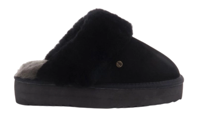 Pantoffel Warmbat Women Flurry Suede Plateau Black Black