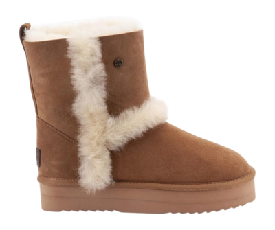 Boots Warmbat Women Kangaroo Suede Double Faced Plateau Wool Cognac