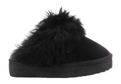 Pantoffel Warmbat Women Wagga Suede Plateau Black Black