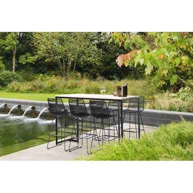 2022 M&L teak - alu  Joe high dining table - rope Anna high dining chair