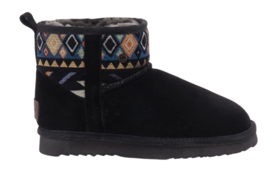 Boots Warmbat Women Wallaby Suede Woven Print Black