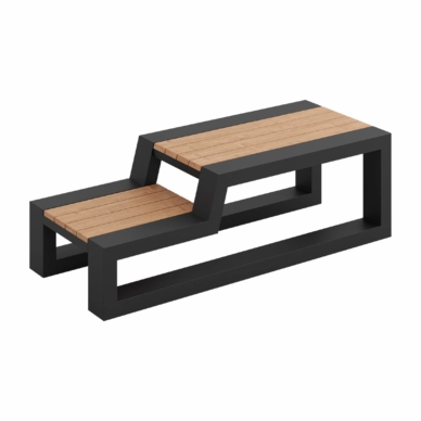 Bijzettafel Borek Ribbon Ligbed Alu Antraciet Teak