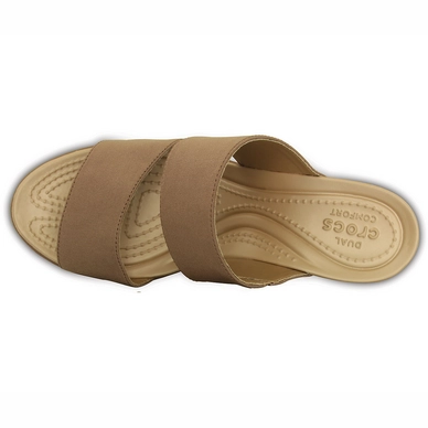 Dames Sandaal Crocs Leigh II 2-Strap Wedge Bronze