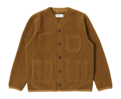 Cardigan Universal Works Men Wool Fleece Mustard