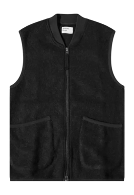 Waistcoat Universal Works Men Zip Wool Fleece Black