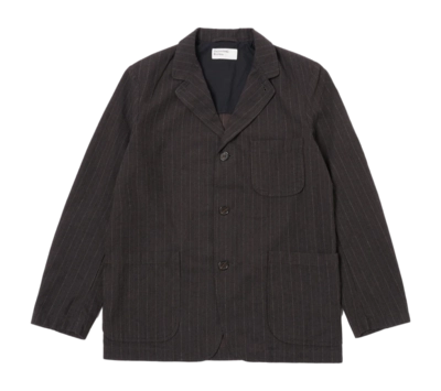 Jacket Universal Works Men Three Button Italian Pinstripe Brown