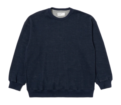 Sweatshirt Universal Works Men Loose Soft Wool Cot Knit Navy
