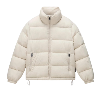 Puffer Jacket Napapijri Women A-Box Logo Beige Silver N90