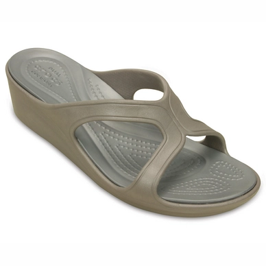 Slipper Crocs Sanrah Wedge Sandal Platinum Dames
