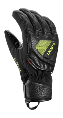 Gloves Leki WCR C-Tech 3D Junior Black Ice Lemon