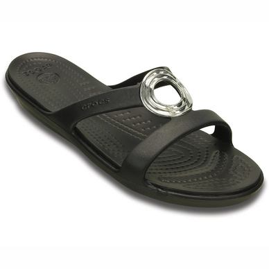 Damesslipper Crocs Sanrah Beveled Circle Sandal Black
