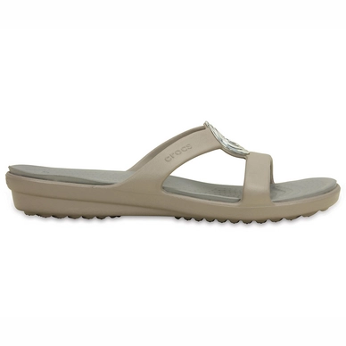 Damesslipper Crocs Sanrah Beveled Circle Sandal Platinum