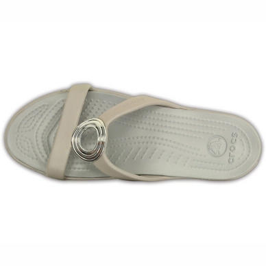 Damesslipper Crocs Sanrah Beveled Circle Sandal Platinum