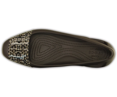 Ballerina Crocs Sienna Leopard Shiny Flat Espresso