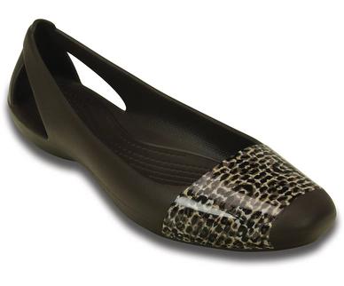Ballerina Crocs Sienna Leopard Shiny Flat Espresso
