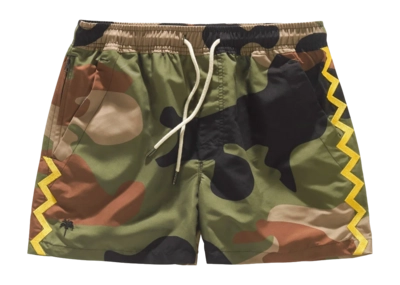 Maillot de Bain OAS Men Green Cammo Zig Embroidered Swim Shorts